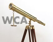 Vintage Shiny Brass Spy Glass Telescope handmade Wooden Tripod Handmade Nautical Scope Collectible Telescope With Stand Home Office Decor