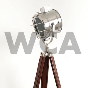 Handmade Industrial Spotlight Floor Lamp: Nautical Rosewood Tripod