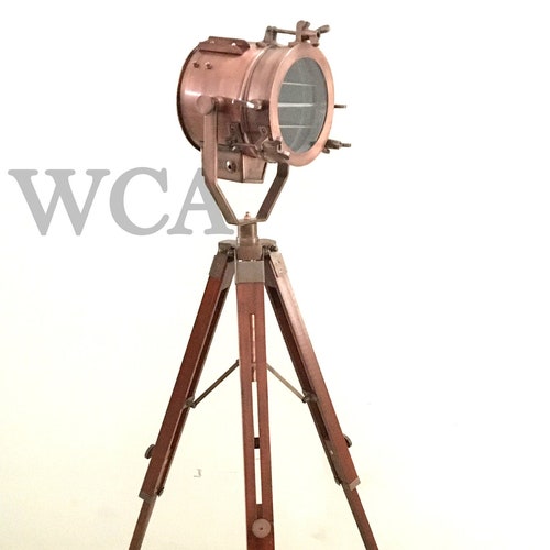 Copper Antique Modern Studio Searchlight Floor Lamp Handmade Etsy