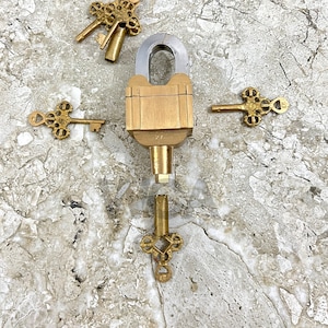 Handmade Brass Puzzle Lock with Keys: Tricky Security Lock