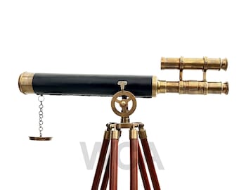 Telescopio Ottano Vintage Telescopio Vintage In Ottone Con Scatola Legno - 22,9 Cm, Decorazione Nautica Per Casa Accessori Stile Marinaio - Foto 13