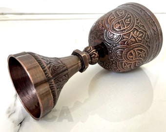 Handmade Embossed Brass Wine Goblet: Medieval Royal Chalice