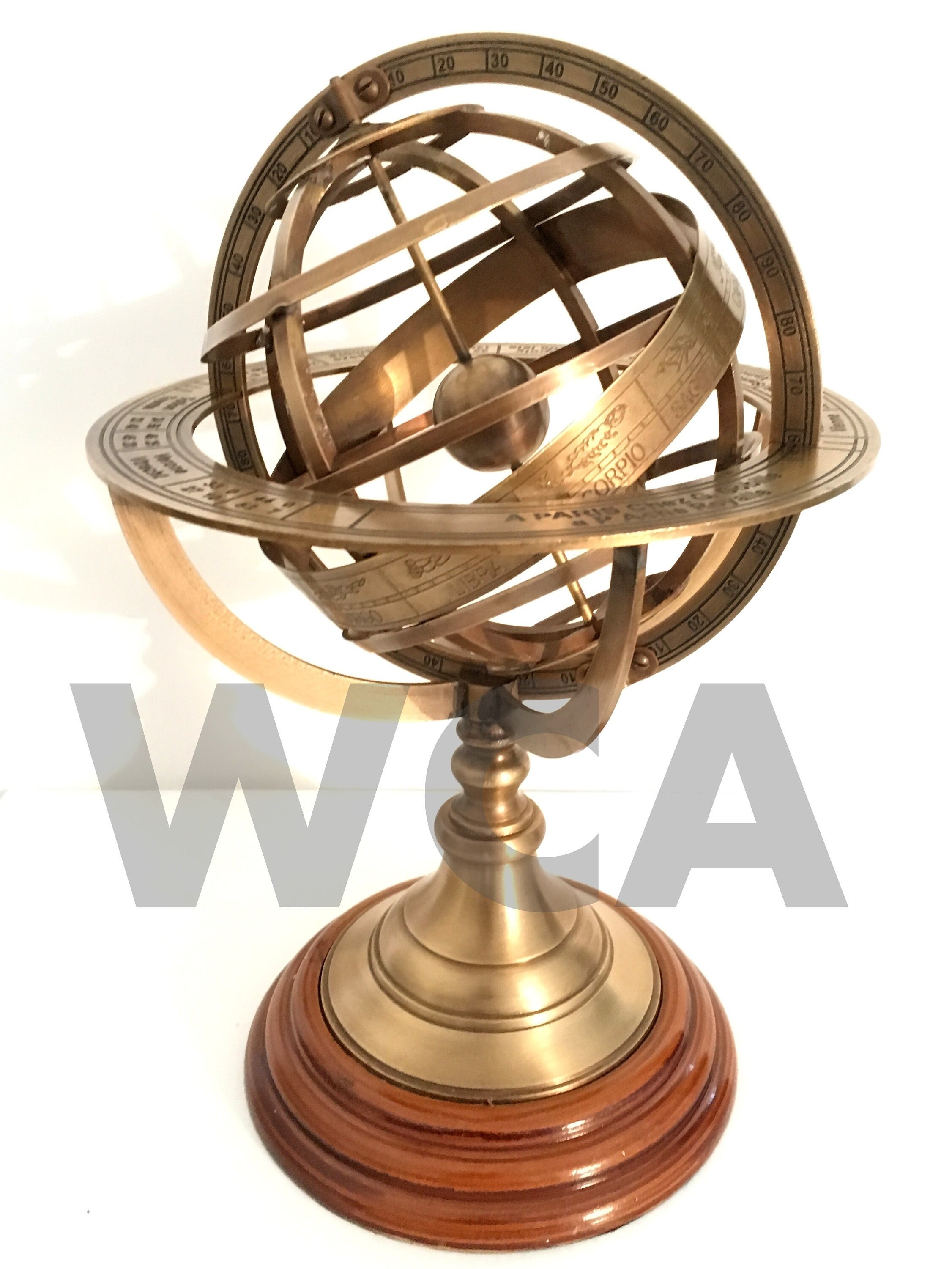 Marine Decor Nautical Hand-Made 6" Brass Armilliary Sphere World Globe 