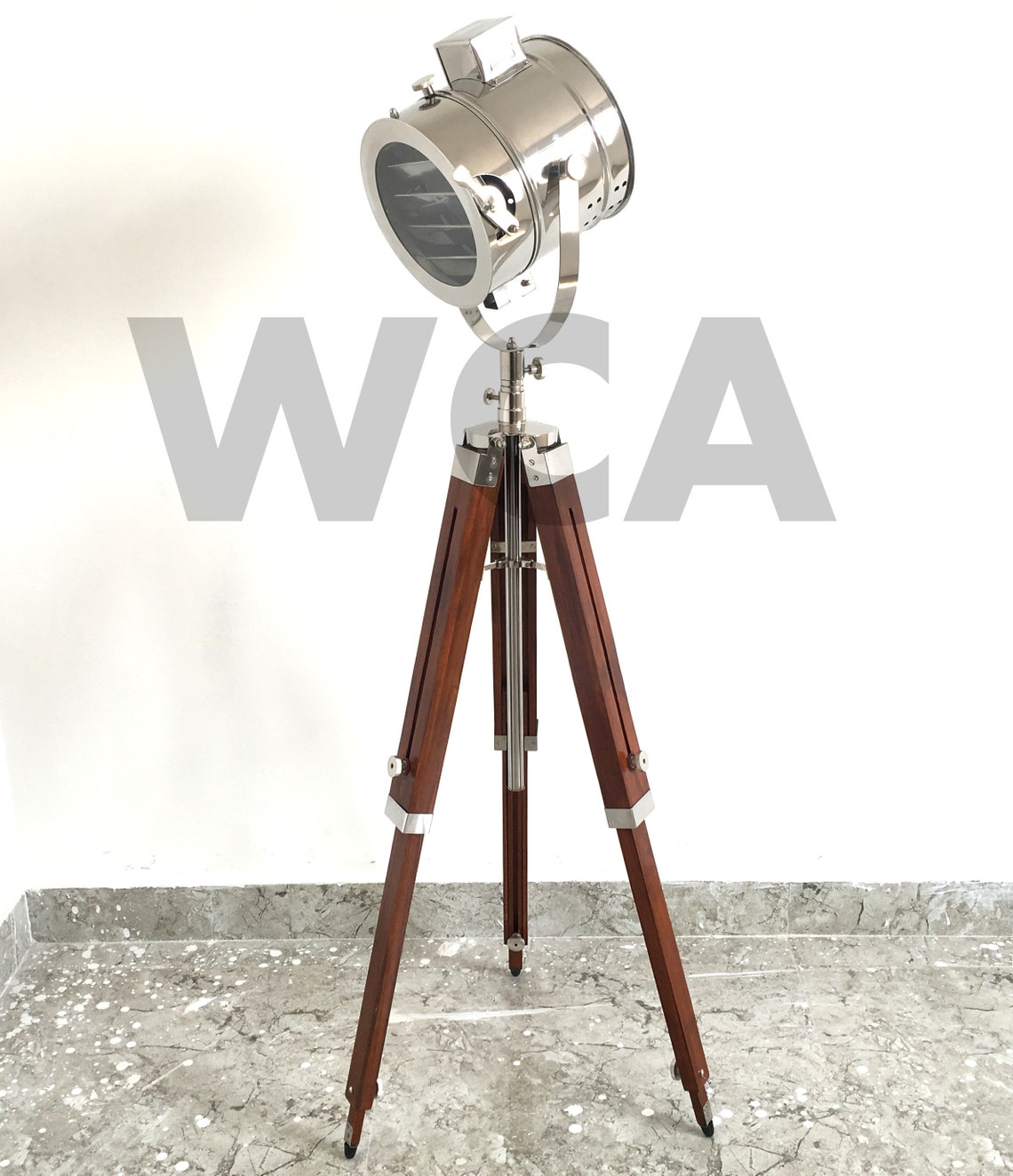 Modern Searchlight Floor Lamp Handmade Adjustable Tripod Etsy