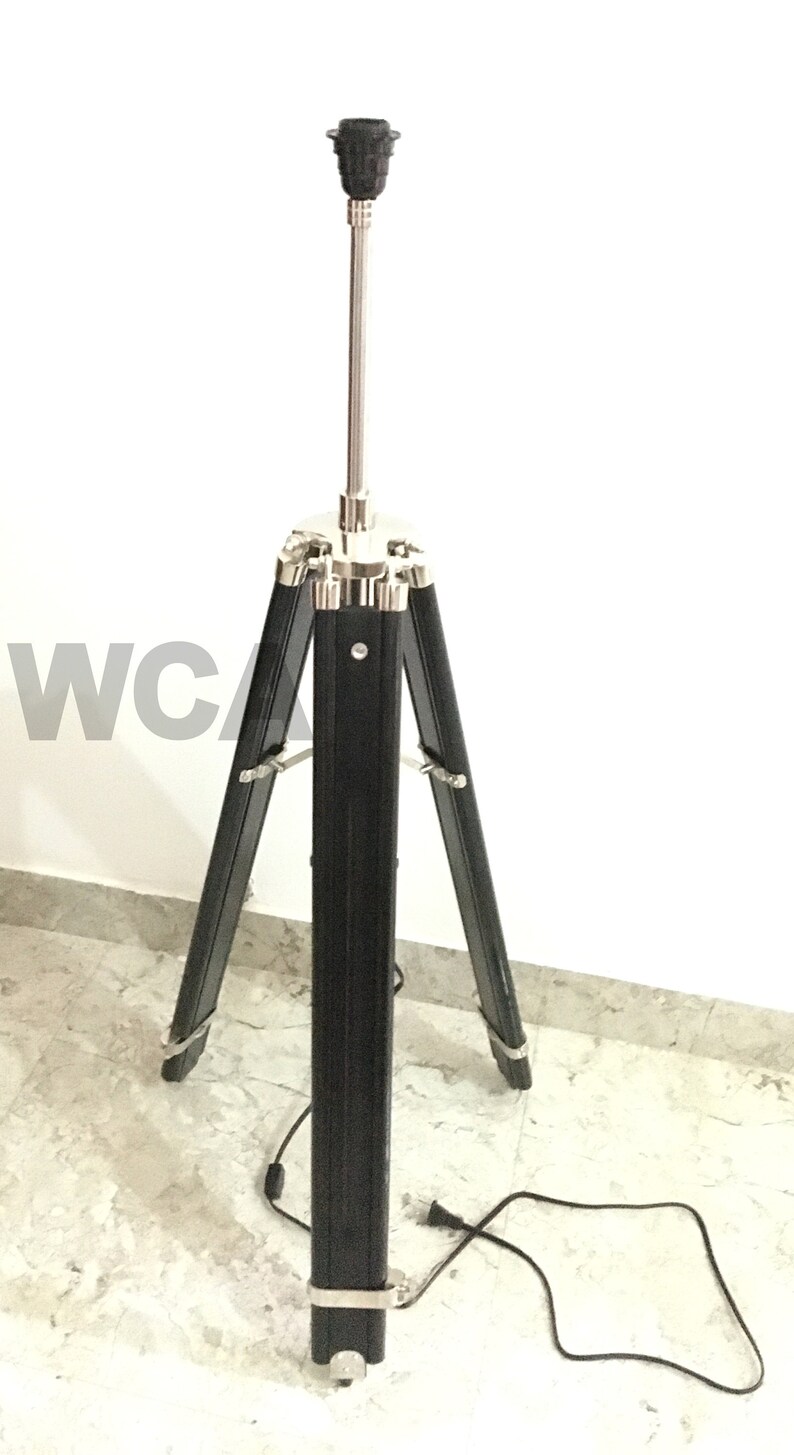 Wooden Adjustable Tripod Stand Modern Shade Lamp Tripod Floor Etsy