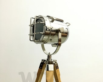 Handmade Wooden Fix Tripod Spot Light Marine Studio Searchlight E27 Floor Lamp Home / Office Decor For Christmas, Anniversary, Birthday