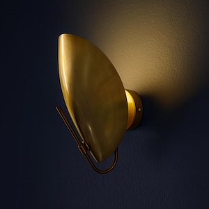 Handmade Brass Wall Sconce Light – Modern Minimalist Wall Lamp Mid Century Lighting Fixture for Living Room, Bedroom, Hallway – Home Decor