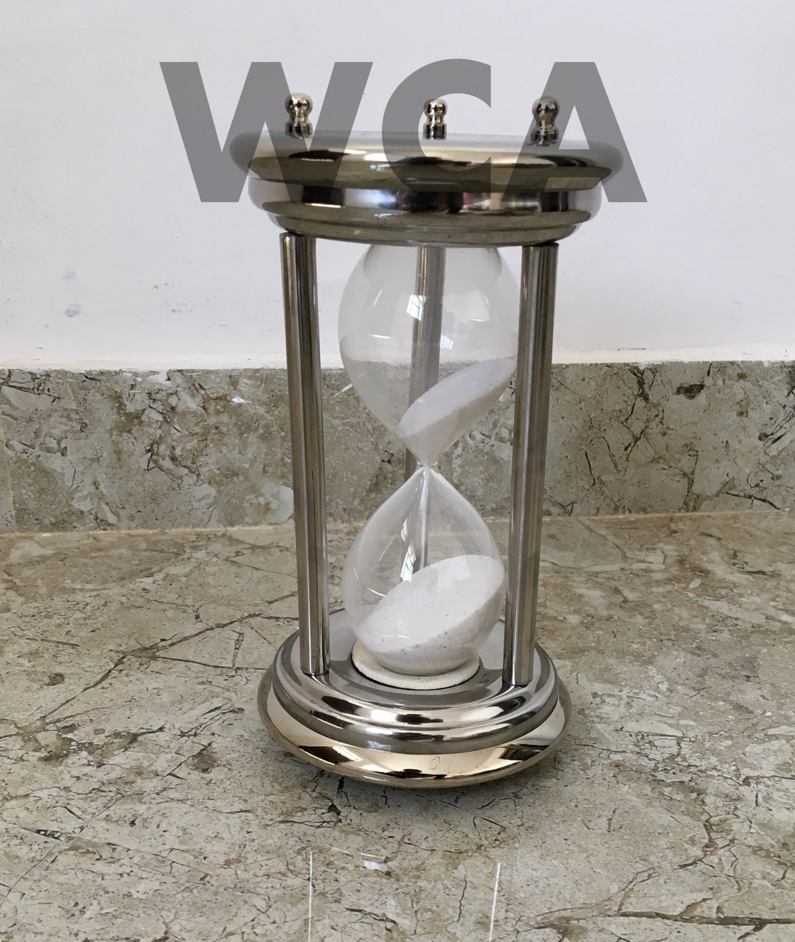 Handmade Chrome Desk Hour Glass White Sand Vintage Sand Timer Etsy