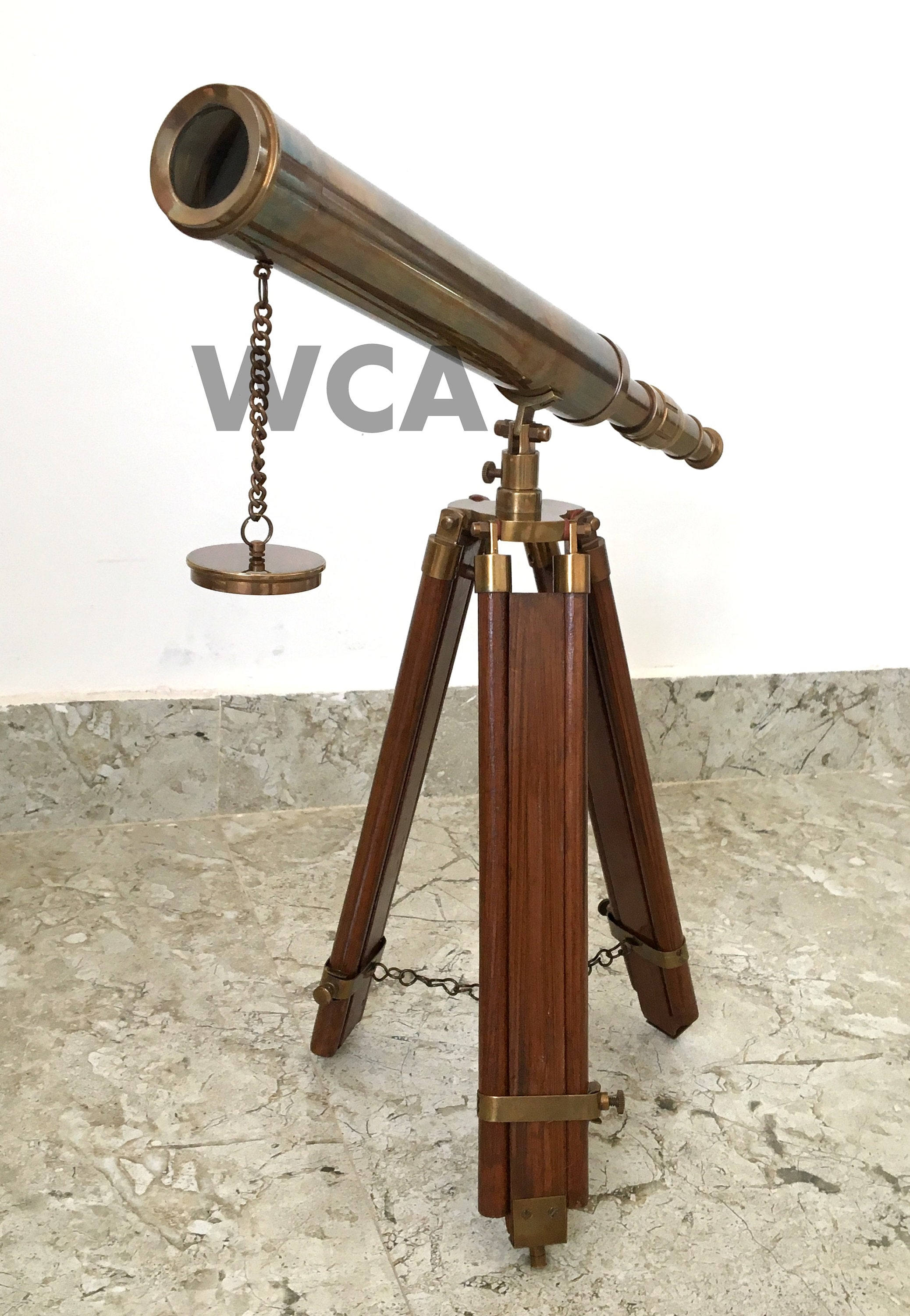Nautische antike Maritime Messing Teleskop mit Hölzerne Stativ Vintage Dekor 