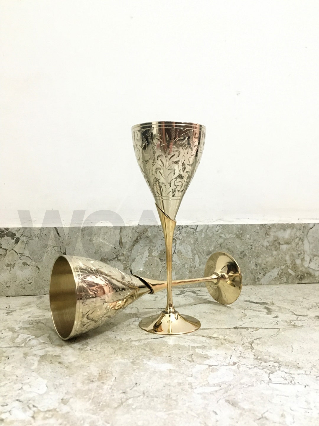 Custom Metal Copper Goblet Tumbler Double Wall Stem Wine Goblets