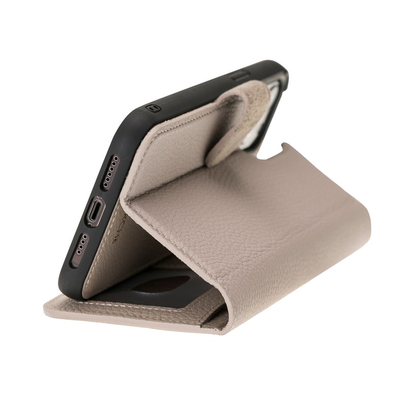 iPhone 12 6.1 Magnetic Detachable Wallet Case for iPhone 12 Card /& ID Slots for Women Beige Genuine Leather Wallet Case