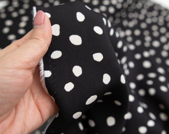 1/2 Yard Tencel Lyocell - Dots in Black 58" Wide