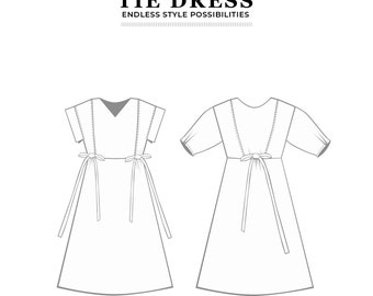 Patron PDF de robe nouée - Thérapie de couture avec une vidéo de couture étape par étape