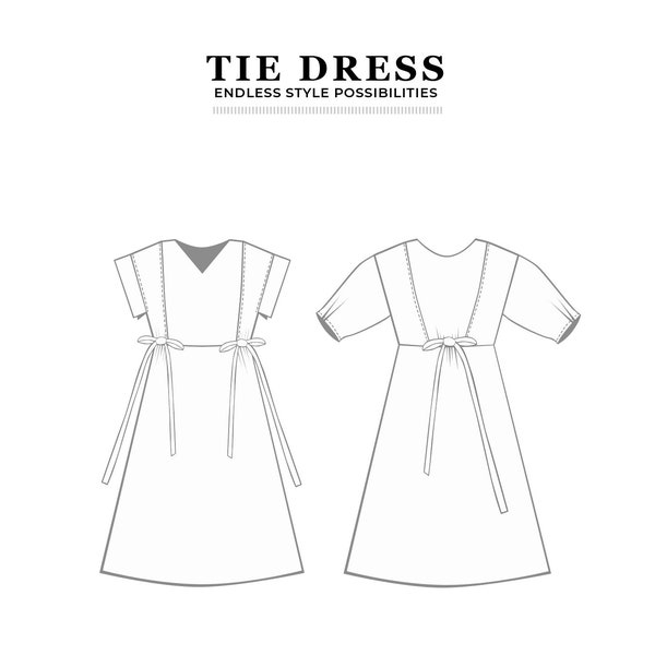 Patrón de vestido con lazo en PDF - Terapia de costura con un vídeo de Sewalong paso a paso