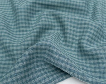 1/2 Yard Sunday Check Yarn-dyed Cotton Linen in Muted Teal Gingham 54" Wide