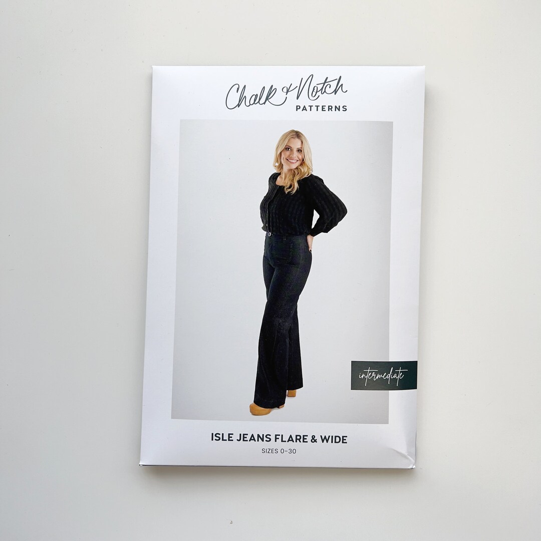 Isle Jeans Flare & Wide Chalk and Notch Sewing Pattern printed Size 00