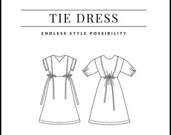 PDF Tie Dress Pattern - Sewing Therapy with a Step-by-Step Sewalong Video