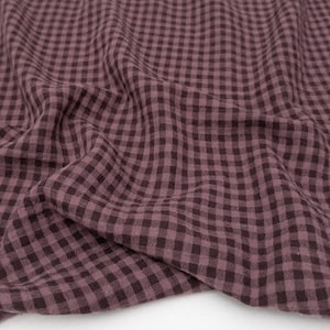 1/2 Yard Organic Cotton Double Gauze - Plum Gingham Cotton 100% 52" Wide