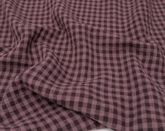 1/2 Yard Organic Cotton Double Gauze - Plum Gingham Cotton 100% 52" Wide