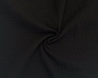 1/2 Yard Organic Cotton Double Gauze - Black Cotton 100% 52&quot; Wide