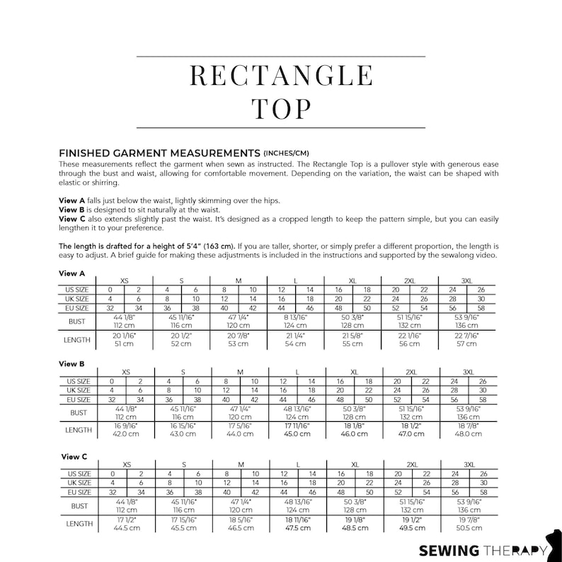 PDF Rectangle Top Pattern - Sewing Therapy With a Step-by-step Sewalong ...