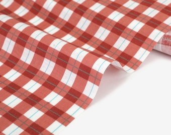 1/2 Yard Red Check Cotton Lawn - 62" Wide