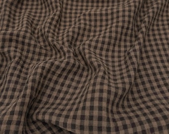 1/2 Yard Organic Cotton Double Gauze -Dark Cocoa Gingham Cotton 100% 52" Wide