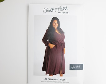 Orchid Midi Dress - Chalk and Notch Sewing Pattern (Printed) - Size 00-30