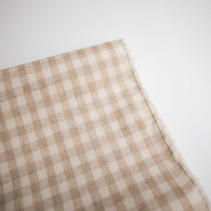 1/2 Yard Soft TPU Laminated Linen (Non-Toxic, Food Safe)- Check in Beige 41" Wide