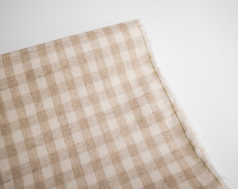 1/2 Yard Soft TPU Laminated Linen (Non-Toxic, Food Safe)- Check in Beige 41" Wide