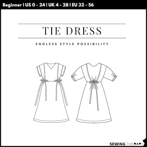 PDF Tie Dress Pattern - Sewing Therapy with a Step-by-Step Sewalong Video