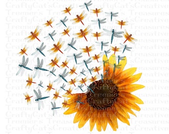 Dragonfly, Sunflower, PNG File, Humanity, Love one another, Clipart, Digital Download, Sublimation graphic, PNG, Instant, digital art