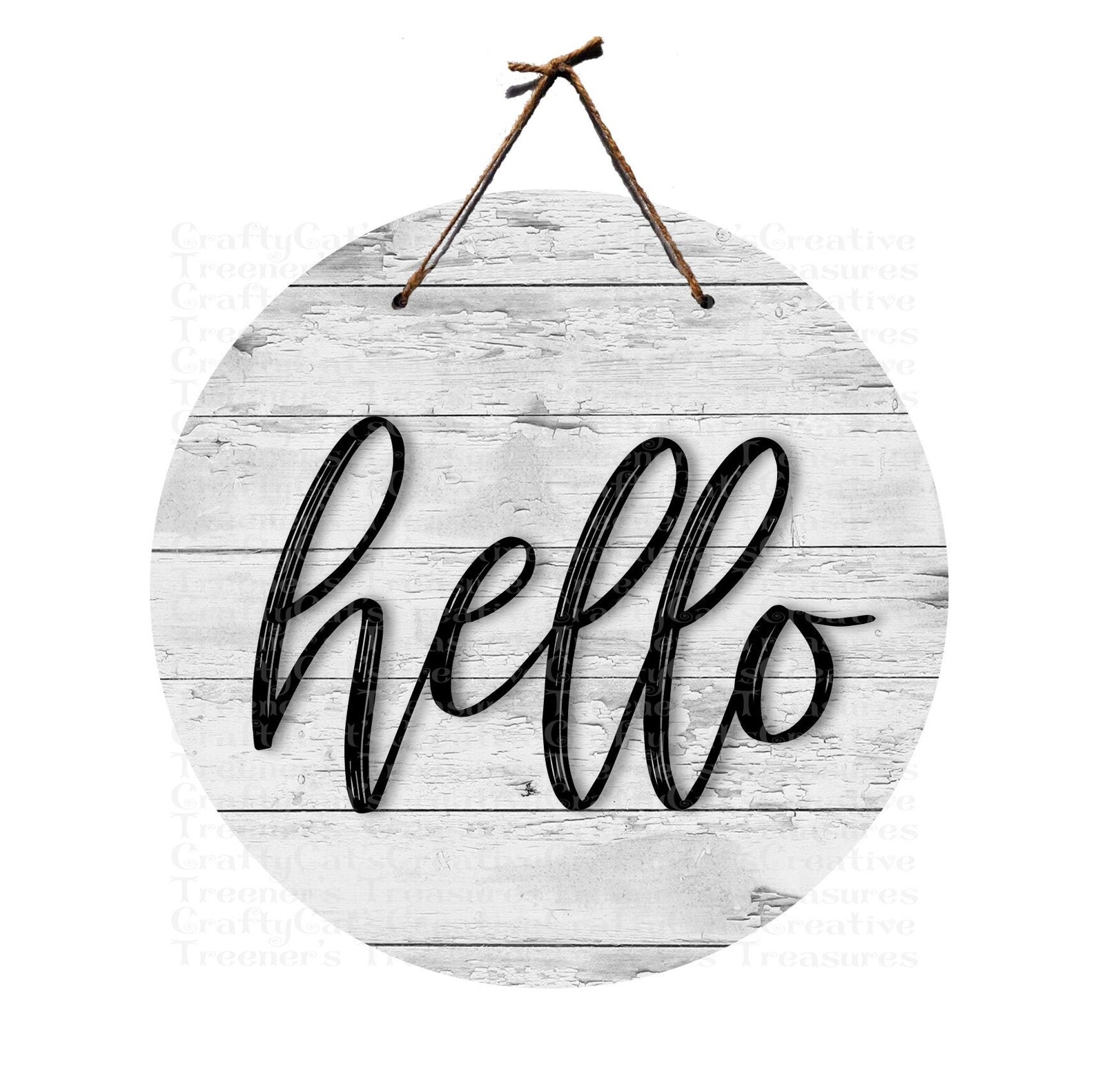 Hello Digital Design for Round Mdf Sublimation Blank, Rustic, Farmhouse ...