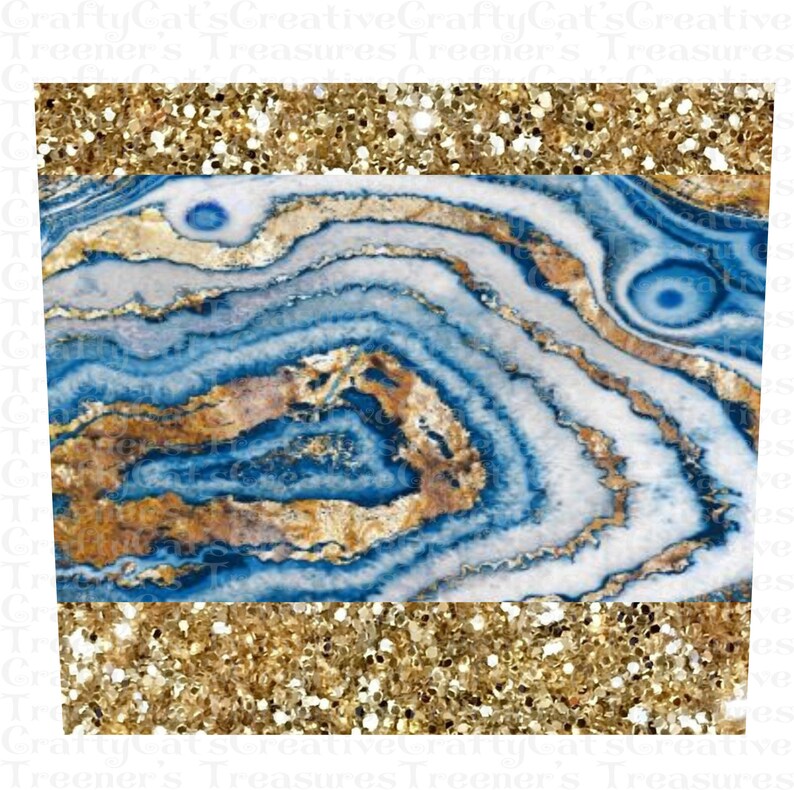 20 Oz SKINNY TUMBLER PNG Design File, Blue Glitter and Gold Glitter ...