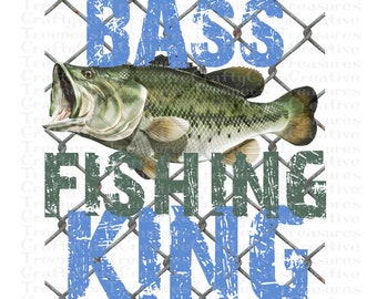 Bass Fishing King Digital Download, clipart, png, sublimation design