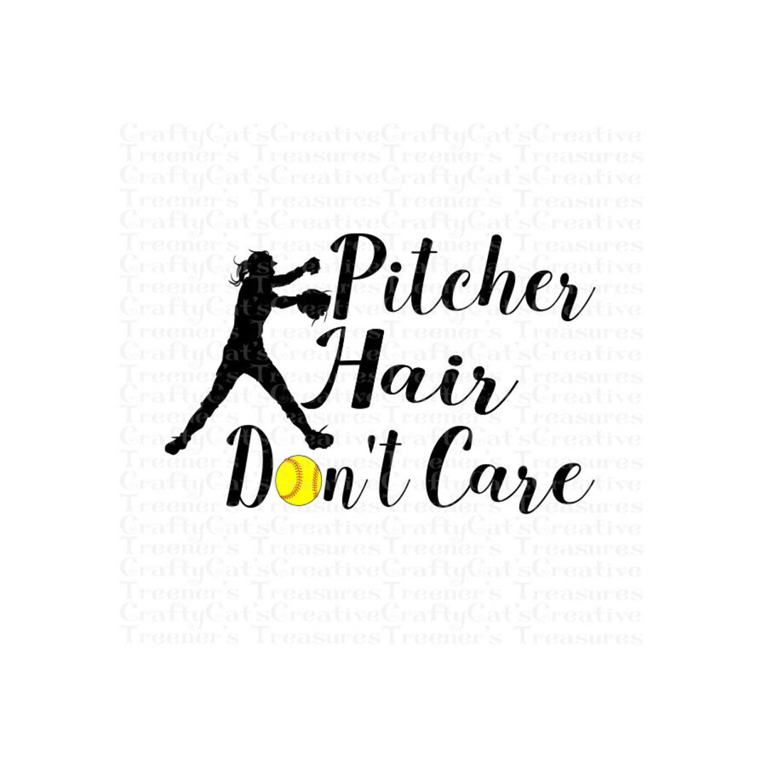 Pitcher Hair Don't Care, Softball, Clipart, PNG, Instant Download ...