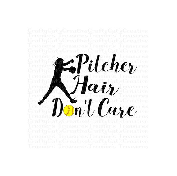 Pitcher Hair Don't Care Softball Clipart PNG Instant - Etsy