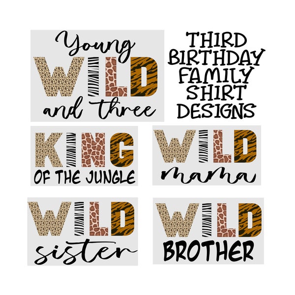 Young Wild & Three Family (Black) PNG Digital Files (5 Files included) Sublimation, Clipart, Digital Download, Sublimation graphic, PNG