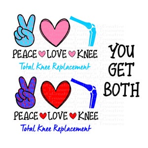 Peace, Love, Knie Ersatz PNG digitale Datei, Sofort Download, Grafik, Design, Sublimation, Kunst, digitaler Download