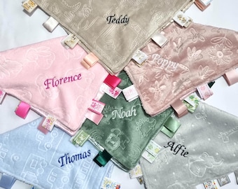Personalised baby Taggy Blanket Embossed Material