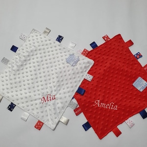 Personalised Baby Dimple Comforter Taggy Blanket Satin Tags/Satin Backed Gift image 2