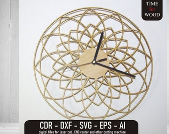 Geometric Clock svg Wall Clock svg Wooden Clock Digital Files Multilayer Clock dxf Geometric Template for Cricut