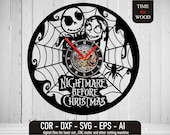 Nightmare Vector File Scary Vinyl Clock File Jack and Sally svg Jack and Sally cdr Jack and Sally eps Jack and Sally dxf Jack Skellington
