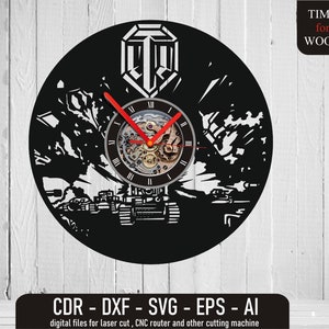 Tank Digital Download WOT svg Tanks Vinyl Clock Vector Tank Vector File dxf Laser Cut File Wooden Clock Vector Wooden Clock Graphic