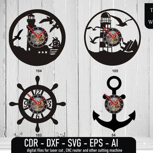Marime Clocks Vectors Marime Clock svg Nautical Theme svg Nautical Clock Files Anchor Vector Set of Clocks svg Seaside File Marime Design