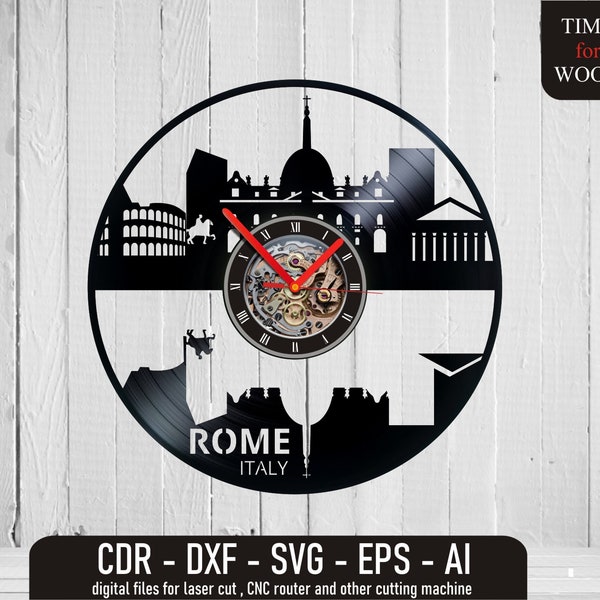 Rome Clock Vectors Rome City Vector Rome Wall Clock Rome svg Rome cdr Rome eps Italy Capital Digital File