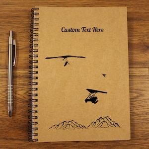 Custom Text Notebook A5 Hang glider Notebook Eco Notebook Powered Hang Glider Diary Gift Kraft notepad Sport Notebook Personal Diary