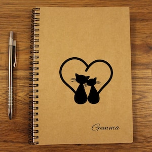 Cat Custom Notebook A5 Diario personalizzato Nome Notebook Carta Kraft Notebook Cat Cover Kraft Notepad Diario personalizzato Quaderno scolastico con gatto