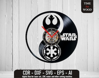 Star Wars Signs Clock Vector Star Wars svg Rebel Sign Digital File Empire Emblem svg Rebel and Empire Vector Empire Clock svg