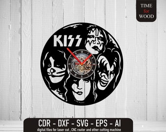 キスビニール時計ベクターキス時計svgキスsvgキスjpgキスepsキスdxfキス壁掛け時計AI
